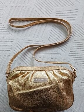 Kate Spade Gold Metallic Refined Grain Leather Crossbody Bag